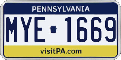 PA license plate MYE1669
