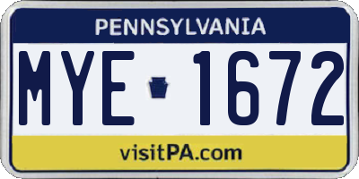 PA license plate MYE1672