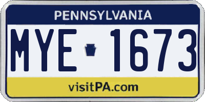 PA license plate MYE1673