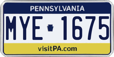 PA license plate MYE1675
