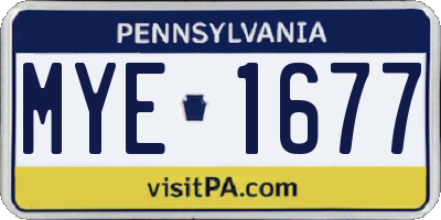 PA license plate MYE1677