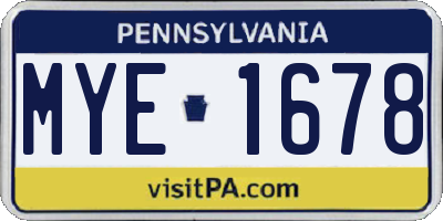 PA license plate MYE1678
