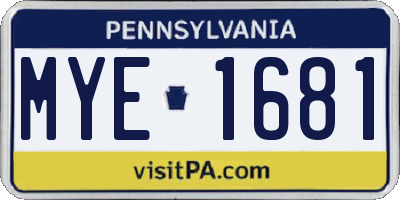 PA license plate MYE1681