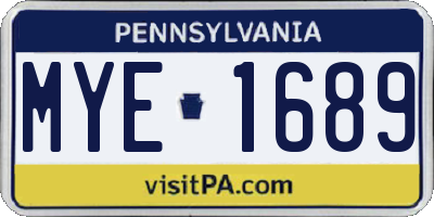 PA license plate MYE1689
