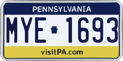 PA license plate MYE1693