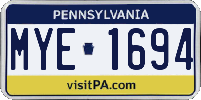 PA license plate MYE1694