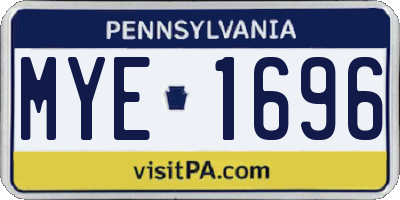 PA license plate MYE1696