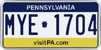 PA license plate MYE1704
