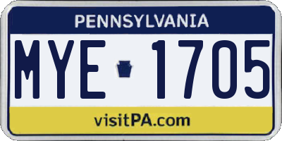 PA license plate MYE1705