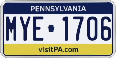 PA license plate MYE1706