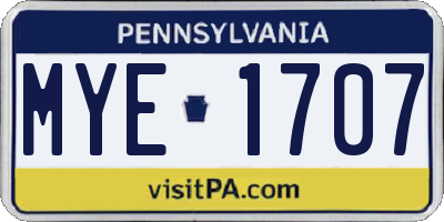 PA license plate MYE1707