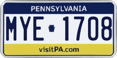 PA license plate MYE1708