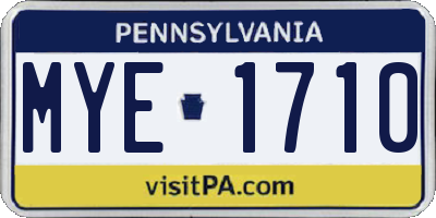 PA license plate MYE1710