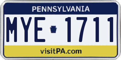PA license plate MYE1711