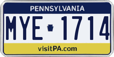 PA license plate MYE1714