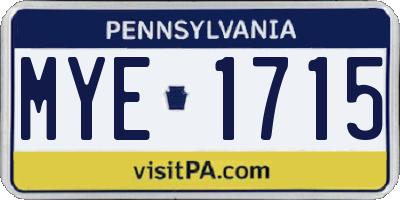 PA license plate MYE1715