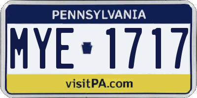PA license plate MYE1717