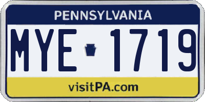 PA license plate MYE1719