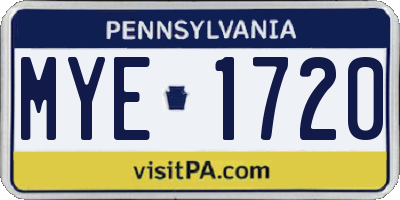 PA license plate MYE1720