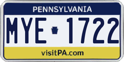 PA license plate MYE1722