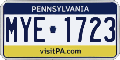 PA license plate MYE1723