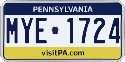 PA license plate MYE1724