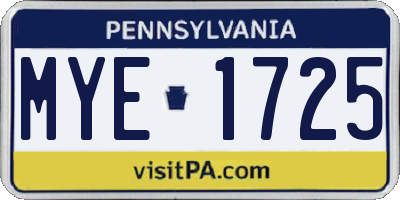 PA license plate MYE1725