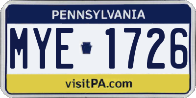 PA license plate MYE1726