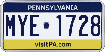 PA license plate MYE1728