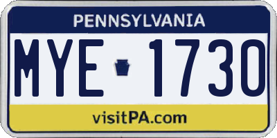 PA license plate MYE1730