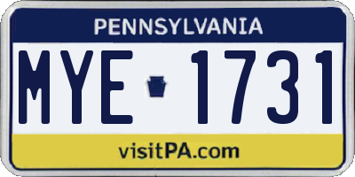 PA license plate MYE1731