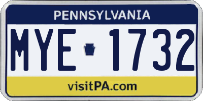 PA license plate MYE1732