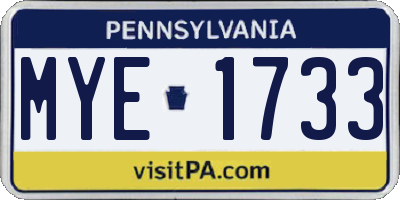 PA license plate MYE1733
