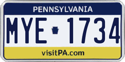 PA license plate MYE1734