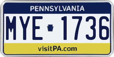 PA license plate MYE1736