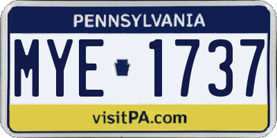 PA license plate MYE1737
