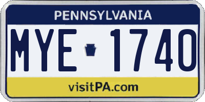 PA license plate MYE1740