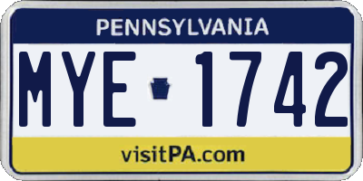 PA license plate MYE1742