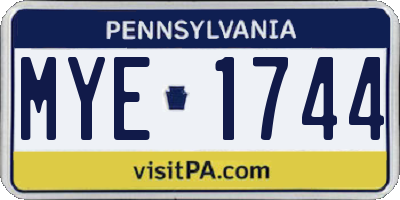 PA license plate MYE1744