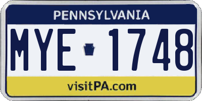 PA license plate MYE1748