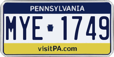 PA license plate MYE1749