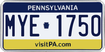 PA license plate MYE1750