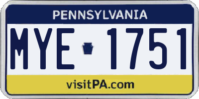 PA license plate MYE1751