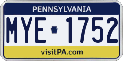 PA license plate MYE1752