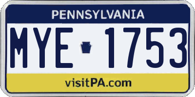 PA license plate MYE1753