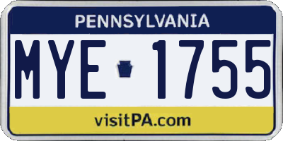 PA license plate MYE1755