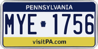 PA license plate MYE1756