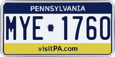 PA license plate MYE1760