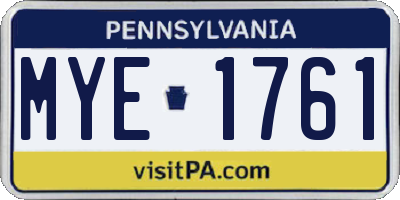 PA license plate MYE1761
