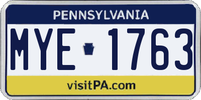 PA license plate MYE1763